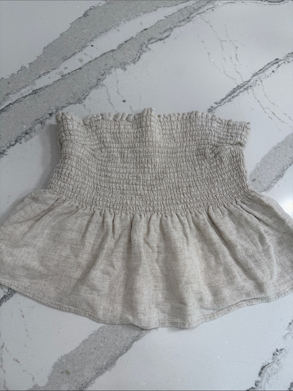 Abercrombie & Fitch Smocked Strapless Top in Linen